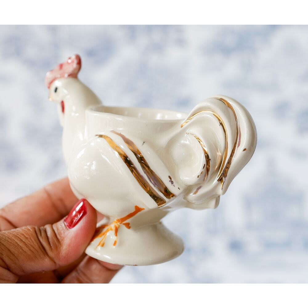 VTG Chicken Hen Rooster Egg Cup Holders Set of 3 Cottage Farmhouse Retro Brunch - Picture 8 of 15